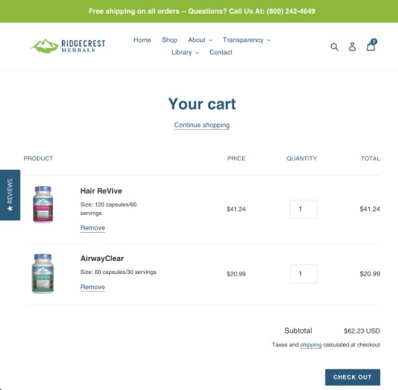 Ridgecrest Herbals product detail page