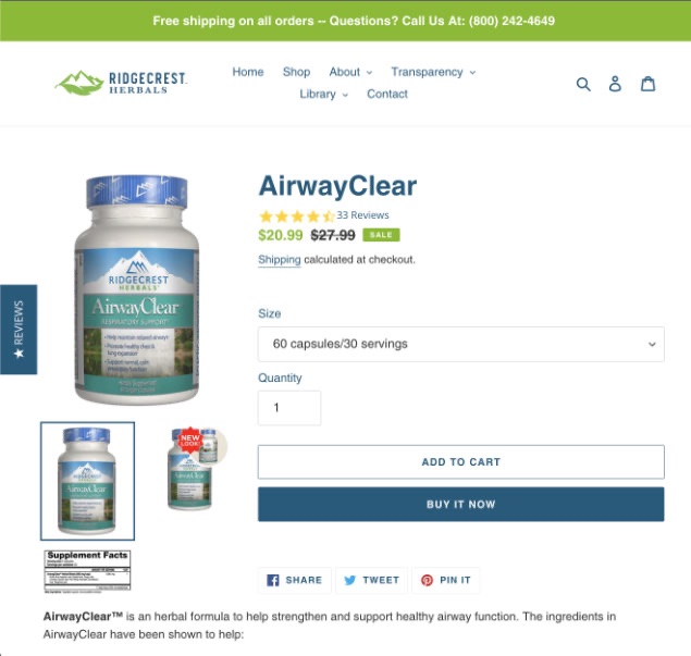 Ridgecrest Herbals shopping cart