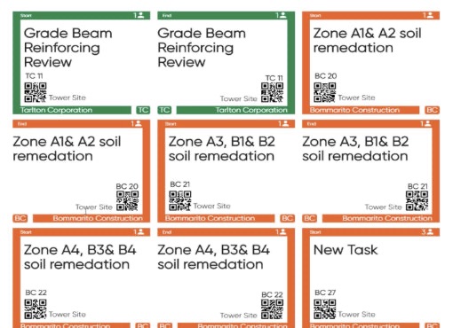 SlatPlanner task cards with QR codes for site printing