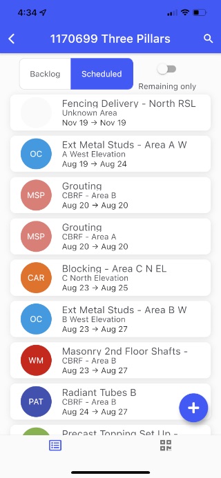 SlatPlanner mobile create task screen